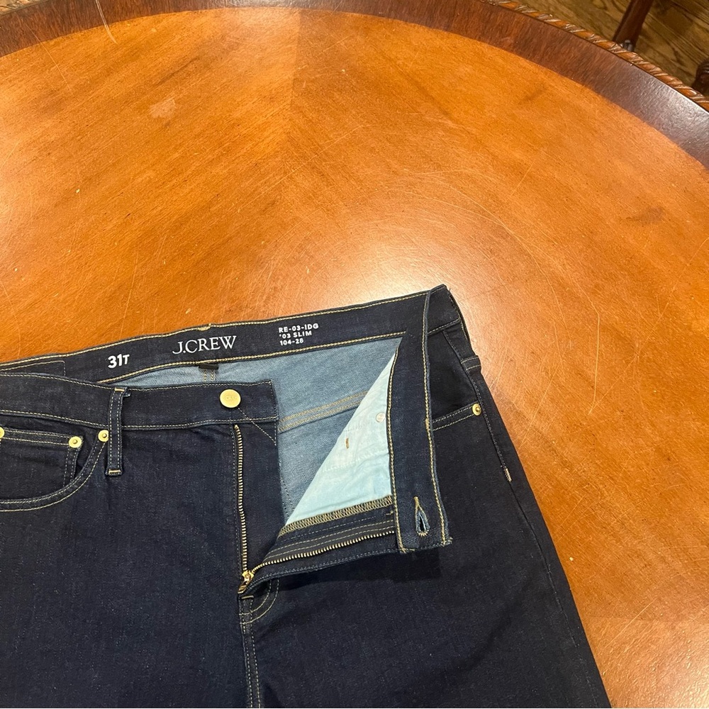 J,Crew Classic Mid-Rise Tall Slim Jean Resin Rinse Wash 31T Dark Denim 2000s - Picture 9 of 16